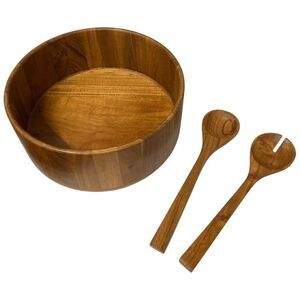 Member's Mark Acacia Wood Salad Bowl with Servers